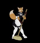 absurd_res alpha_channel anthro balthy_(suitedwolfie) biped broom brown_body brown_fur canid canine cleaning_tool clothed clothing crossdressing dipstick_ears dipstick_tail ear_markings femboy fox fully_clothed fur gloves_(marking) hi_res holding_broom holding_cleaning_tool holding_object maid_uniform male mammal markings multicolored_ears orange_body orange_fur orange_tail paws_in_socks simple_background solo standing suitedwolfie tail tail_markings transparent_background uniform