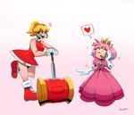 alternate_costume blonde_hair blue_eyes clothing clothing_swap dress duo female gloves hair handwear heart_symbol piko_piko_hammer pink_body pink_clothing pink_dress sparkles sparkling_eyes thegreyzen mario_bros nintendo sega sonic_the_hedgehog_(series) amy_rose princess_peach eulipotyphlan hedgehog human mammal crossover hi_res