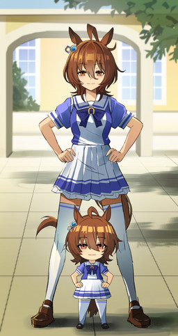 5_fingers accessory ahoge bangs biped blessed_image breasts brown_eyes brown_hair chibi clone clothing eyebrows eyelashes female fingers footwear group hair hair_accessory hands_on_hips humor larger_female legwear looking_at_viewer messy_hair plant pose school school_uniform shoes short_hair size_difference smaller_female smile smiling_at_viewer socks thigh_highs thigh_socks tree uniform franz2543 cygames uma_musume_pretty_derby agnes_tachyon_(pretty_derby) animal_humanoid equid equid_humanoid equine equine_humanoid horse_humanoid humanoid mammal mammal_humanoid 2025 absurd_res colored detailed digital_drawing_(artwork) digital_media_(artwork) full-length_portrait hi_res portrait reaction_image shaded