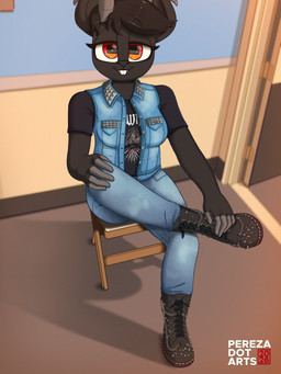 alternative_fashion anthro band_shirt battle_vest black_body black_fur black_hair boots bottomwear buckteeth chair clothed clothed_anthro clothed_female clothing crossed_legs denim denim_bottomwear denim_clothing denim_topwear denim_vest eyelashes female fingers footwear fur furniture hair hooved_fingers hooves horizontal_pupils horn jeans looking_at_viewer meme_pose metalhead on_chair pants pupils red_eyes shoes sitting sitting_on_another sitting_on_chair solo studs teeth text topwear vest perezadotarts doc_martens goatwhore_(band) bathory_black_(therealnarrowjungle) bovid caprine goat mammal absurd_res artist_name hi_res meme signature