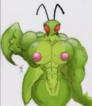 antennae_(anatomy) anthro big_breasts big_muscles breasts claws eyelashes fangs featureless_crotch female flexing huge_breasts huge_muscles hyper hyper_muscles muscular muscular_anthro muscular_female nipples non-mammal_breasts non-mammal_nipples simple_background smile solo teeth white_background wide_hips furrymusclegrowthfan tigerblack eliot_(heroic_ones) arthropod insect mantis 2016 digital_media_(artwork) hi_res traditional_media_(artwork)