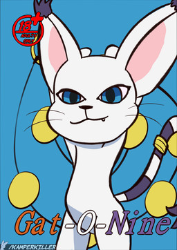 accessory anthro chibi female furgonomics jewelry ring solo tail tail_accessory tail_jewelry tail_ring kamperkiller bandai_namco digimon digimon_(species) gatomon comic cover cover_art cover_page hi_res