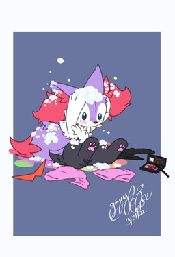 ambiguous_gender anthro black_body black_fur blue_eyes chibi clothing dipstick_tail eyewear freckles fur glasses gradient_background inner_ear_fluff markings nude purple_body purple_fur red_body red_fur simple_background soap solo tail tail_markings tuft water white_body white_fur gingy_k_fox nintendo pokemon gingy_(gingy_k_fox) braixen generation_6_pokemon pokemon_(species) shiny_pokemon 2022 digital_media_(artwork) hi_res signature