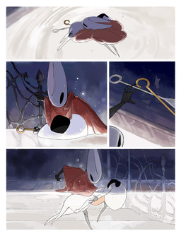 anthro biped black_body black_eyes carrying_another cloak clothing detailed_background duo dying empty_eyes eyes_closed female female_anthro female_humanoid gash holding_another hornet's_needle mouthless partially_submerged red_cloak red_clothing spa unconscious water white_body wounded darkdog hollow_knight:_silksong hollow_knight_(franchise) team_cherry hornet_(hollow_knight) lace_(hollow_knight:_silksong) arthropod humanoid 2025 absurd_res comic digital_drawing_(artwork) digital_media_(artwork) hi_res
