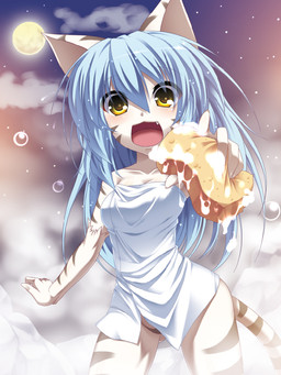 blue_hair blush breasts fangs female fur hair leucistic long_hair looking_at_viewer markings moon open_mouth solo sponge suds teeth towel towel_only white_body white_fur yellow_eyes kokuyouseki fuurin_rei animal_humanoid felid felid_humanoid humanoid mammal mammal_humanoid pantherine pantherine_humanoid tiger_humanoid 3:4