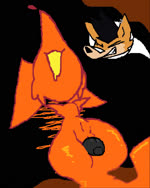 anthro black_background brown_nose disembodied_penis duo featureless_chest female flat_chested genitals ghost_tail male male/female navel open_mouth open_smile orange_body penis pussy sex simple_background smile speech_bubble thick_thighs thigh_sex wide_hips anto_foxo canid canine fox ghost mammal spirit 2d_animation aliasing animated digital_media_(artwork) frame_by_frame hi_res no_sound short_playtime webm
