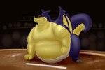 asian_clothing belly big_belly clothing east_asian_clothing feral japanese_clothing male mawashi obese obese_male overweight overweight_male solo sumo sumo_ring tail wings fattydragonite dragon_ball mythology giran dragon mythological_creature mythological_scalie scalie