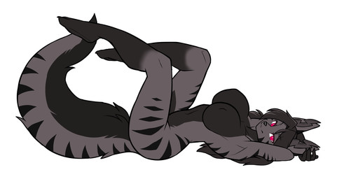 anthro big_breasts black_body black_hair black_nose breast_tuft breasts butt claws curvy_figure ears_up eyebrow_through_hair eyebrows female fluffy fluffy_tail fur fur_markings glistening glistening_eyes glistening_nose grey_body grey_fur hair hands_behind_head horn hourglass_figure legs_up long_hair long_tail lying lying_on_ground markings mouth_closed multicolored_body multicolored_fur multicolored_tail nails navel nude nude_anthro nude_female on_back on_ground pink_eyes pose posing_for_the_viewer posing_nude presenting presenting_breasts raised_tail simple_background solo spread_legs spreading tail tail_tuft translucent translucent_hair triangle_nose tuft white_background wide_hips hexteknik haze_(vision_haze) canid canine fox mammal 2025 colored colored_sketch digital_media_(artwork) flat_colors hi_res sketch