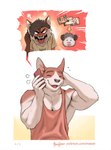 angry anthro anus balls biped black_nose blush brown_body brown_fur butt fur genitals group male open_mouth open_smile orange_tail pink_nose simple_background smile tail teeth tongue trio white_body white_fur meesh dan_(meesh) hank_(meesh) noah_(meesh) american_opossum canid canine canis domestic_dog fox mammal marsupial 2025 comic hi_res