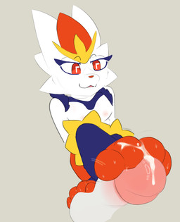 anthro bodily_fluids cum cum_on_feet duo erection feet female foot_fetish foot_on_balls foot_play footjob genital_fluids genitals male male/female orgasm paws penile penis sex sweat sweaty_feet toes clusterful nintendo pokemon cinderace generation_8_pokemon lagomorph leporid mammal pokemon_(species) rabbit absurd_res hi_res