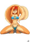 5_toes anthro barefoot bikini blush breasts buckteeth chest_tuft clothed clothing feet female fur green_eyes hair hair_over_eye looking_at_viewer navel nipple_outline one_eye_obstructed open_mouth orange_body orange_fur orange_hair short_hair smile solo spread_legs spreading swimwear teeth toes tuft two-piece_swimsuit conditional_dnp jollyjack oldman_artist sequential_art scarlet_(sequential_art) eurasian_red_squirrel mammal rodent sciurid tree_squirrel digital_media_(artwork) hi_res