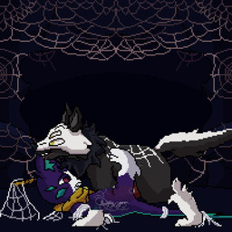 4_eyes animal_genitalia animal_penis arthropod_webbing black_body black_fur bodily_fluids bound canine_genitalia canine_penis drooling duo egg female feral forced fur genitals grey_body grey_fur knot knotted_penis lying male male/female multi_eye on_back oviposition ovipositor_penis penetration penis pregnant pregnant_female pregnant_feral pregnant_sex purple_body purple_fur rape red_eyes saliva sex tail teeth tongue vaginal vaginal_penetration web_bondage white_body white_fur x-ray_view yellow_eyes lawealewd league_of_legends riot_games tencent battle_principal_yuumi spidog_(silphium) yuumi_(lol) canid canine domestic_cat felid feline felis mammal 1:1 animated hi_res