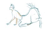 bent_legs blush crawling genitals hair horn male masturbation minimal_color penis short_hair simple_background solo white_background neevspoilsbees deer deer_taur humanoid humanoid_taur mammal mammal_taur taur hi_res sketch