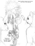 anthro arania breasts deer dialogue edwin_(arania) english_text female fluffy fluffy_tail fur greyscale group hair handstand hi_res huxley_(arania) male mammal mephitid monochrome nipples nude open_mouth rodent roger_(arania) sciurid skunk spotted_skunk tail text tree_squirrel trio whiskers
