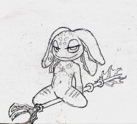 anthro female melee_weapon polearm solo spear weapon hogg01 league_of_legends riot_games tencent fizz_(lol) amphibian humanoid hi_res