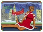 andrea_o'nell_(ckom) clothing dress female holidays snow text winter dressari christmas ckom canid canine canis mammal wolf 4:3 absurd_res comic english_text hi_res