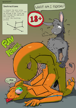 anal anthro ass_up connect_the_dots doggystyle drugs duo erection from_behind_position fur genitals gradient_background grey_body half-closed_eyes male male/male narrowed_eyes orange_body sex sigh simple_background stoned substance_intoxication text tongue tongue_out 7b7a2f hd_waffle asinus chameleon donkey equid equine lizard mammal reptile scalie colored english_text hi_res shaded