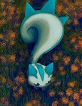 ambiguous_gender big_tail blue_eyes feral flower grass looking_at_viewer plant solo tail white_body gyuragyura nintendo pokemon generation_4_pokemon mammal pachirisu pokemon_(species) rodent sciurid 2025 signature
