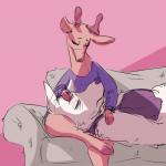 anthro antlers clothed clothing duo eyes_closed female fur furniture horn interspecies lying male romantic romantic_couple sitting sofa white_body white_fur nobby_(artist) disney pack_street zootopia al_(weaver) velvet_roe_(weaver) canid canine canis deer mammal wolf 1:1 2016 hi_res