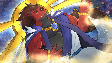 anthro cape clothing cosmic_background gold_(metal) gold_jewelry hair jewelry long_hair male muscular muscular_male red_body robe solo space space_background star toga dragokaizer666 mythology dragokaizer_(character) canid canine canis dragon hybrid mammal mythological_creature mythological_scalie scalie wolf 16:9 4k absurd_res hi_res widescreen