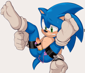 accessory anal anal_penetration anthro balls black_nose blue_body blue_fur bodily_fluids bound chain chained clenched_teeth clothing cock_ring erection feet footwear foreskin fur genital_fluids genitals gloves green_eyes handwear humanoid_genitalia humanoid_penis jewelry leaking_precum legband legs_up looking_at_genitalia looking_at_penis lying male male_penetrated object_in_ass on_back pecs penetration penile penis penis_accessory penis_jewelry precum saliva sex_toy sex_toy_in_ass sex_toy_insertion socks soles solo spread_legs spreading submissive submissive_male sweat teeth vein veiny_penis vibrator vibrator_in_ass vibrator_on_penis white_clothing white_footwear white_gloves white_handwear white_socks dandi sega sonic_the_hedgehog_(series) sonic_the_hedgehog eulipotyphlan hedgehog mammal hi_res