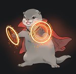 4_fingers biped black_eyes cape clothing cute_fangs feral fingers magic pink_nose simple_background solo otaku_pig doctor_strange_(series) marvel doctor_strange mammal mustelid otter 2022