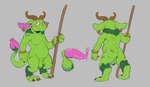 absurd_res curved_penis druid ear_piercing ear_ring elemental_creature flora_fauna genitals grass green_body green_scales gryn'n_(hydroplane) hi_res horn jawsandcorp kobold magic_user male nude penis piercing plant ring_piercing scales tail tapering_penis tribal_spellcaster