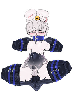 abdominal_bulge anal anal_penetration anthro arms_tied balls bdsm belt bitchsuit blush bondage bondage_gear bound butt chicken-wing_tied clothed clothing collar corruption cuff_(restraint) drone dronification erection femboy frogtied fur genitals goo_transformation hair latex latex_clothing latex_skinsuit latex_transformation legs_tied liquid_latex looking_pleasured male male_penetrated nipples nude open_mouth penetration penile penis restraints sex simple_background skinsuit solo submissive tight_clothing tongue transformation takanuri lagomorph leporid mammal rabbit 3:4 absurd_res digital_media_(artwork) hi_res