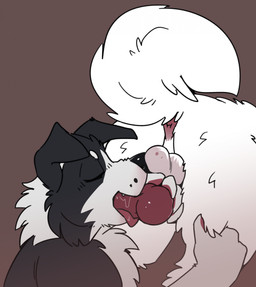 anatomically_correct anatomically_correct_genitalia anatomically_correct_penis anthro anthro_on_feral anthro_penetrated anus backsack balls bestiality black_body black_fur black_nose butt duo eyes_closed fellatio feral feral_penetrating feral_penetrating_anthro floppy_ears fur genitals knot male male/male male_on_feral male_penetrated male_penetrating male_penetrating_male multicolored_body multicolored_fur nude open_mouth oral oral_penetration penetration penile penis raised_tail sex tail tongue two_tone_body two_tone_fur white_body white_fur mintyderg chess_(mintyderg) sorbet_(mintyderg) canid canine mammal hi_res