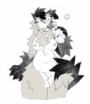 anthro arm_tuft big_hands black_body black_fur blep breasts button_ears cheek_tuft collar collar_only countershading ear_piercing elbow_tuft facial_piercing facial_tuft female floppy_ears front_view fur handpaw leg_tuft medium_breasts multicolored_body multicolored_fur narrowed_eyes navel nipple_piercing nipples nose_piercing nude nude_anthro nude_female paws piercing pink_paws simple_background slightly_chubby slightly_chubby_anthro slightly_chubby_female smile solo standing tan_body tan_fur thick_thighs tongue tongue_out tuft white_background white_body white_fur thorn_paw canid canine canis domestic_dog mammal 2025 digital_drawing_(artwork) digital_media_(artwork) hi_res monochrome portrait three-quarter_portrait