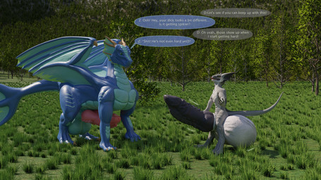 animal_genitalia anthro ball_size_difference balls balls_expansion big_balls big_penis comparing competition dialogue duo expansion female feral genital_expansion genitals huge_balls huge_penis hyper hyper_balls hyper_genitalia hyper_penis knot knotted_penis male outside penile_spines penis penis_expansion penis_size_difference sheath size_difference transformation a3person bonzaipalmtree mythology drash_(character) zai_(bonzaipalmtree) dragon mythological_creature mythological_scalie scalie 16:9 3d_(artwork) digital_media_(artwork) hi_res sequence widescreen