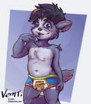 anthro diaper male nipples nude pull-ups_(diaper) simple_background smile solo tail text young young_anthro young_male vernt45 bear mammal short-faced_bear spectacled_bear absurd_res hi_res url