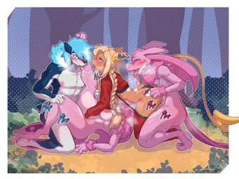 all_fours ambiguous_penetration anthro areola arm_tuft biped black_body blonde_hair bodily_fluids braided_hair braided_ponytail breasts clothing countershade_face countershade_torso countershading crop_top digitigrade eye_contact eyebrows female female_penetrated fire flaming_hair forest foursome from_front_position group group_sex hair kneeling kneeling_sex legwear looking_at_another looking_at_partner love_ball lying male male/female male_penetrating male_penetrating_female medium_breasts missionary_position mostly_nude neck_tuft nipples nude on_back outside penetration penile penile_penetration penis_in_vagina pink_body plant pokeball ponytail pseudo_hair red_clothing red_crop_top red_legwear red_shirt red_stockings red_topwear rosy_cheeks saliva saliva_on_tongue saliva_string sex shirt size_difference stockings tongue tongue_out topwear tree tuft vaginal vaginal_penetration white_body white_countershading wrist_tuft xperimentss nintendo palworld pocketpair pokemon generation_1_pokemon generation_2_pokemon lovander pal_(species) pokemon_(species) raichu typhlosion 2026 4:3 absurd_res crossover hi_res
