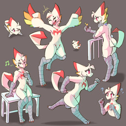 anthro chibi eyes_closed featureless_crotch male multiple_poses nude pose running simple_background sitting solo standing tail baronflint laefa_padlo avian 1:1