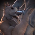 anthro brown_body brown_fur butt duo fellatio fur genitals male male/male muscular oral penile penis sex stand_and_blow_position hungrypaws canid canine canis domestic_dog mammal 3d_(artwork) animated digital_media_(artwork) short_playtime webm