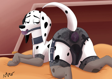 anal anal_penetration animal_genitalia animal_vulva anus ball_gag bdsm big_vulva black_body black_fur black_spots bodily_fluids butt buttplug buttplug_in_ass buttplug_insertion canine_genitalia canine_vulva clothed clothed_feral clothing drooling female feral fur gag garter_straps gem genitals half-closed_eyes jewel_buttplug legwear lingerie looking_back markings narrowed_eyes object_in_ass penetration plug_(sex_toy) plug_insertion raised_tail saliva sex_toy sex_toy_in_ass sex_toy_insertion sex_toy_under_clothing solo spots spotted_body spotted_fur stockings tail tail_anus toony translucent translucent_clothing vulva white_body white_fur frommarstomercury 101_dalmatian_street 101_dalmatians disney delilah_(101_dalmatians) canid canine canis dalmatian domestic_dog mammal absurd_res hi_res