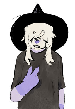 anthro clothed clothing fur gesture hand_gesture hat headgear headwear pointing pointing_at_self purple_body purple_fur single_panel solo witch_hat borealhao lamapola vinea_(lamapola) domestic_ferret mammal mustelid musteline true_musteline weasel comic digital_media_(artwork) meme