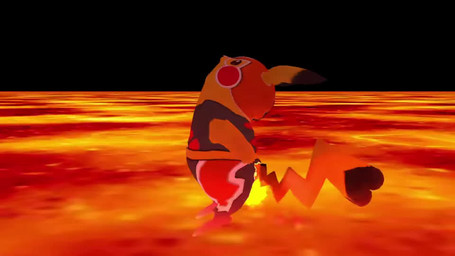 ambiguous_gender burning burnt_clothing butt_on_fire clothing cosplay_pikachu_(costume) exposed_butt feral fire lava pain semi-anthro solo tail fgyu nintendo pokemon pikachu_libre generation_1_pokemon pikachu pokemon_(species) 16:9 3d_(artwork) 3d_animation animated digital_media_(artwork) no_sound short_playtime video widescreen