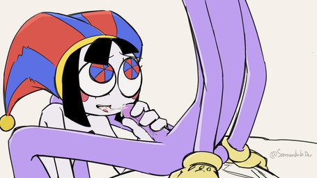 bed bodily_fluids clothing cum cum_in_mouth cum_inside duo fellatio female fool's_hat furniture genital_fluids genitals gloves hand_on_penis handwear happy hat headgear headwear human_focus kneeling looking_at_another looking_at_partner male male/female not_furry_focus nude nude_female nude_male on_bed oral penile penis pinwheel_eyes rosy_cheeks sex sitting sitting_on_bed solo_focus somnambulaart glitch_productions the_amazing_digital_circus jax_(tadc) pomni_(tadc) human lagomorph leporid mammal rabbit