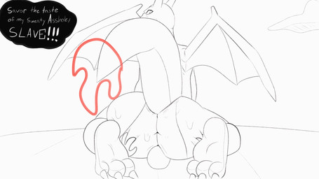 3_toes ambiguous/ambiguous ambiguous_gender big_butt bodily_fluids butt dominant duo facesitting feet fire hindpaw looking_back monotone_background paws simple_background sitting sitting_on_another size_difference sketck soles sweat toes white_background wings fluffydonuts nintendo pokemon anon charizard generation_1_pokemon human mammal pokemon_(species) 16:9 2d_animation animated frame_by_frame hi_res monochrome widescreen