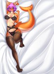 anthro blue_eyes bra breasts clothing countershading ear_piercing female garter_belt garter_straps hair legwear lingerie medium_breasts messy_hair orange_body piercing pink_hair shark_tail sharp_teeth short_hair solo stockings tail tan_body tan_countershading teeth underwear keirontv gwen_haifisch_(codsterox) fish marine shark absurd_res hi_res