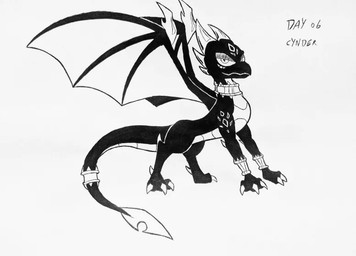 3_toes accessory ambiguous_gender bracelet claws collar feet feral furgonomics half-closed_eyes horn jewelry membrane_(anatomy) membranous_wings narrowed_eyes quadruped ring side_view smile solo standing tail tail_accessory tail_jewelry tail_ring toes wings phunter15 activision inktober inktober_2025 mythology spyro_the_dragon cynder dragon mythological_creature mythological_scalie scalie 2025 black_and_white monochrome traditional_media_(artwork) female_(lore)