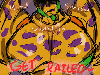 anthro athletic athletic_male big_muscles big_pecs fangs huge_pecs inviting_to_sex machine male markings muscular pecs purple_eyes solo spots spotted_body teeth text honooafterdark beast_machines hasbro takara_tomy transformers transformers:_beast_wars cheetor cheetah cybertronian felid feline mammal robot 4:3 hi_res