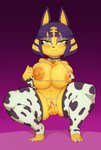 animal_print anthro big_breasts breasts clothing cow_print crouching egyptian egyptian_clothing egyptian_headdress female fingering fingering_self genitals masturbation nipple_outline nipple_piercing nipples one_breast_out piercing piercing_outline pussy solo uraeus vaginal vaginal_fingering hotkeke1 animal_crossing nintendo ankha_(animal_crossing) domestic_cat felid feline felis mammal absurd_res hi_res