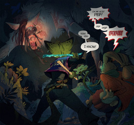 action_pose ambiguous_gender anthro arnis belt black_hair blindfold blood blood_on_clothing bodily_fluids bottomwear brown_body brown_fur cheek_tuft clothing coat denim denim_bottomwear denim_clothing detailed_background dialogue ear_piercing eyewear facial_tuft female feral footwear fur glasses grey_body grey_fur group hair holding_object holding_weapon jeans jersey long_sleeves long_tail macro markings pants piercing pointy_ears pose scarf sharp_teeth shirt size_difference skirt snout socks speech_bubble spots spotted_markings stirrup_socks tail teeth text tied_ears topwear torn_clothing trio tuft weapon wearing_glasses yellow_body ruffu paddy_(ruffu) pepper_(ruffu) unnamed_character ambiguous_species canid canine felid feline lagomorph leporid mammal rabbit digital_drawing_(artwork) digital_media_(artwork)