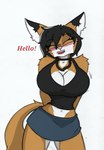 anthro big_breasts blush breasts female small_waist solo text thick_thighs wide_hips pace-maker fan_character maxine_boulevard canid canine fox mammal english_text hi_res