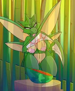 anthro anthrofied areola athletic athletic_anthro athletic_female big_breasts black_eyes blade breasts curvy_figure detailed_background drinking eyelashes female food front_view fruit genitals grass green_body green_skin hourglass_figure insect_wings licking light melon narrowed_eyes nipples non-mammal_breasts nude outdoor_nudity outside pink_areola pink_nipples pink_tongue plant pokemorph self_lick solo thick_thighs tongue tongue_out vulva watermelon wide_hipped_anthro wide_hipped_female wide_hips wings iguanasarecool nintendo pokemon arthropod generation_1_pokemon insect pokemon_(species) scyther 2020 digital_media_(artwork) hi_res lighting shaded