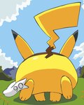 3_toes ambiguous_gender butt dipstick_ears ear_markings featureless_crotch feet feral monobutt multicolored_ears paws quadruped rear_view scarf solo toes yellow_body pichu90 nintendo pokemon sparks_pichu generation_1_pokemon pikachu pokemon_(species)