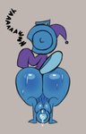 anthro big_butt big_penis bodily_fluids butt genital_fluids genitals leaking_precum male open_mouth penis precum simple_background solo sweat sweaty_butt text tired yawn hhbrother manny_(hhbrother) arthropod insect mantis hi_res sketch