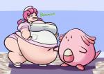 belly big_belly big_breasts breasts burping clothed clothing duo egg female hair morbidly_obese navel not_furry nurse obese open_mouth overweight panties partially_clothed pink_hair underwear weight_gain lluxury nintendo pokemon nurse_joy chansey generation_1_pokemon human mammal pokemon_(species) waddling_head hi_res